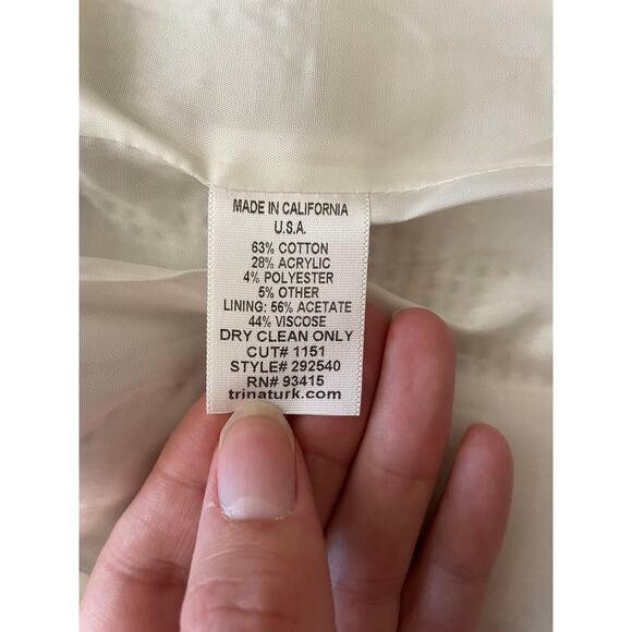 Trina Turk Blazer Designer Size 4 Rainbow Cuffed Short Sleeve Fully Lined - Picture 5 of 11